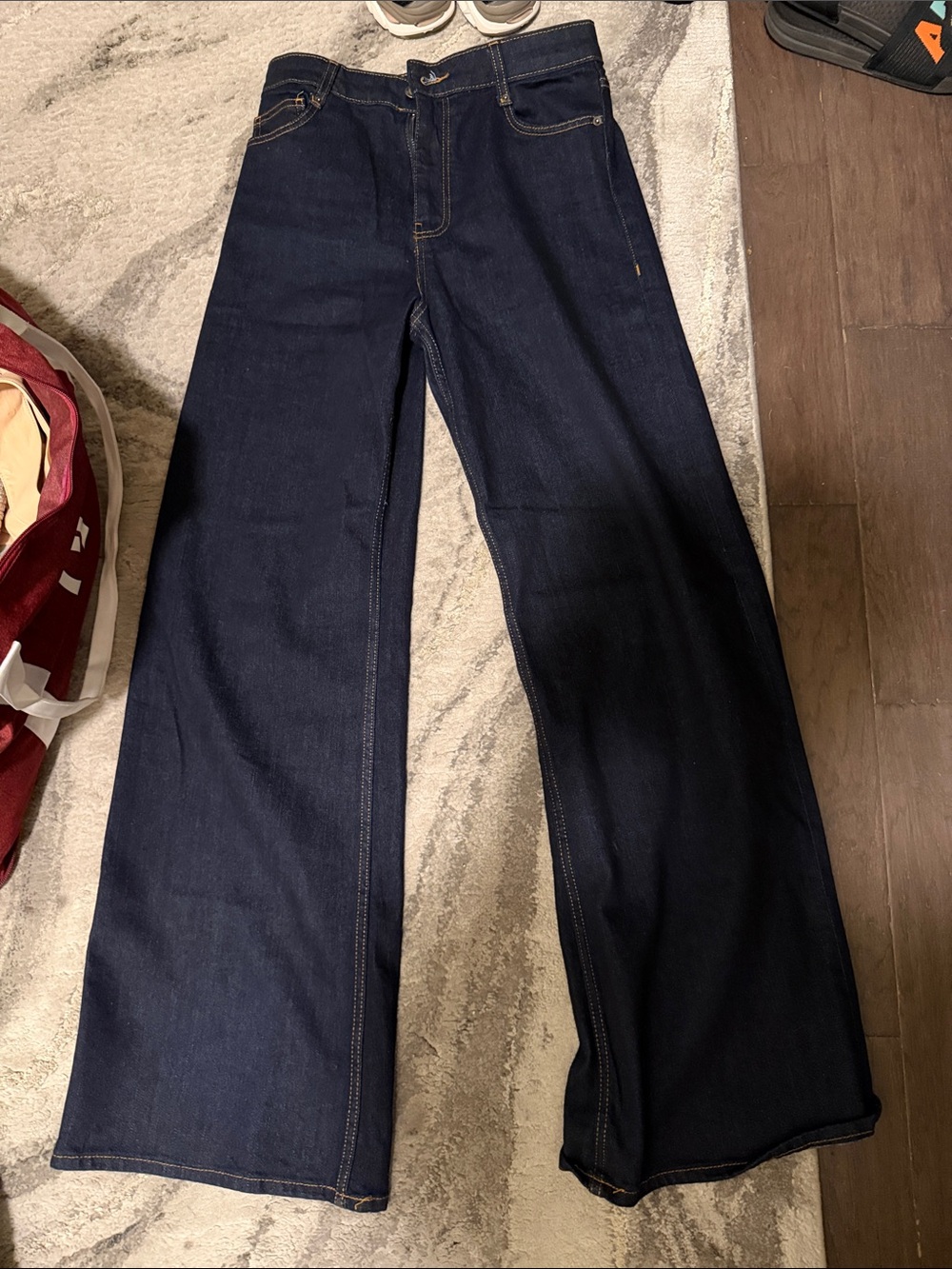 Zara Dark Blue Denim Jeans with Contrast Stitching